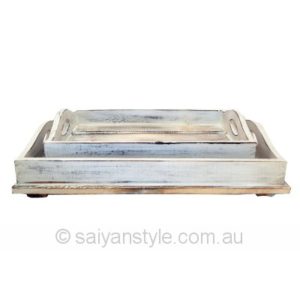Slat Wooden Trays - Set of 2